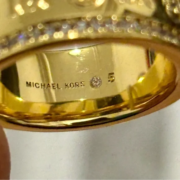 Michael Kors Gold-Tone Brass Eternity Ring Size 5